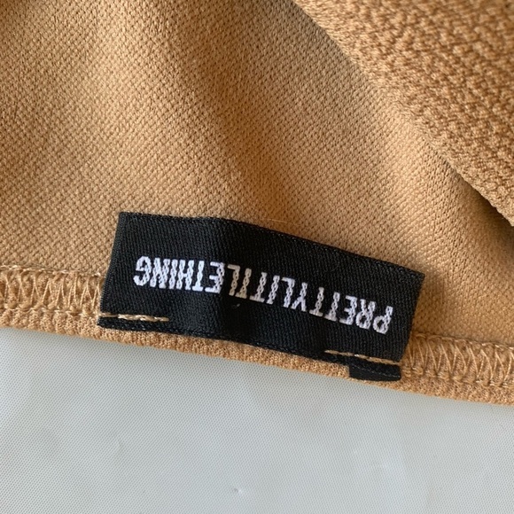 👗 Pretty Little Thing Tan Slip V-Neck Midi Dress - Women’s Size  Medium👗 - Picture 7 of 9